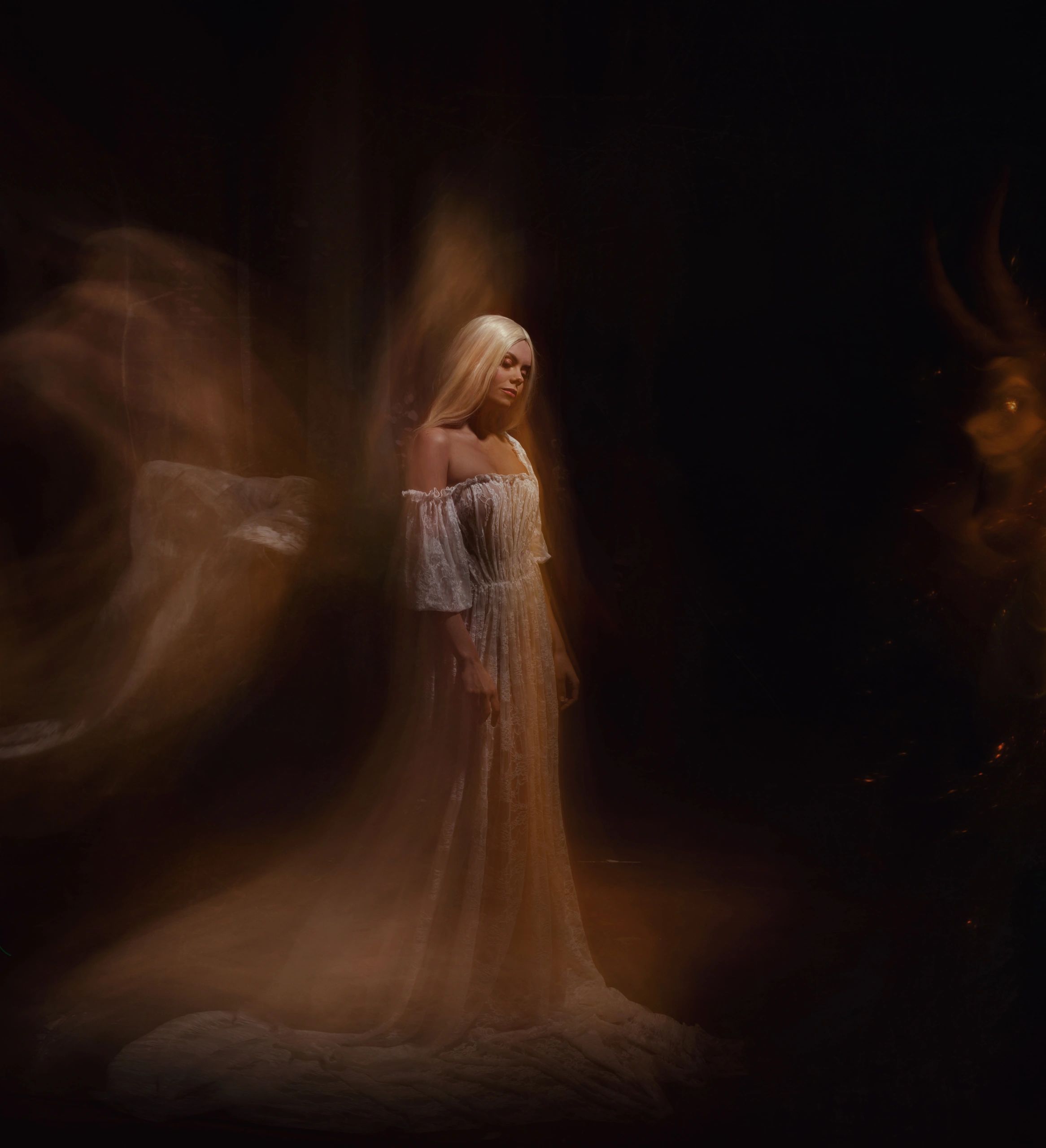 Fantasy blonde woman in ethereal setting