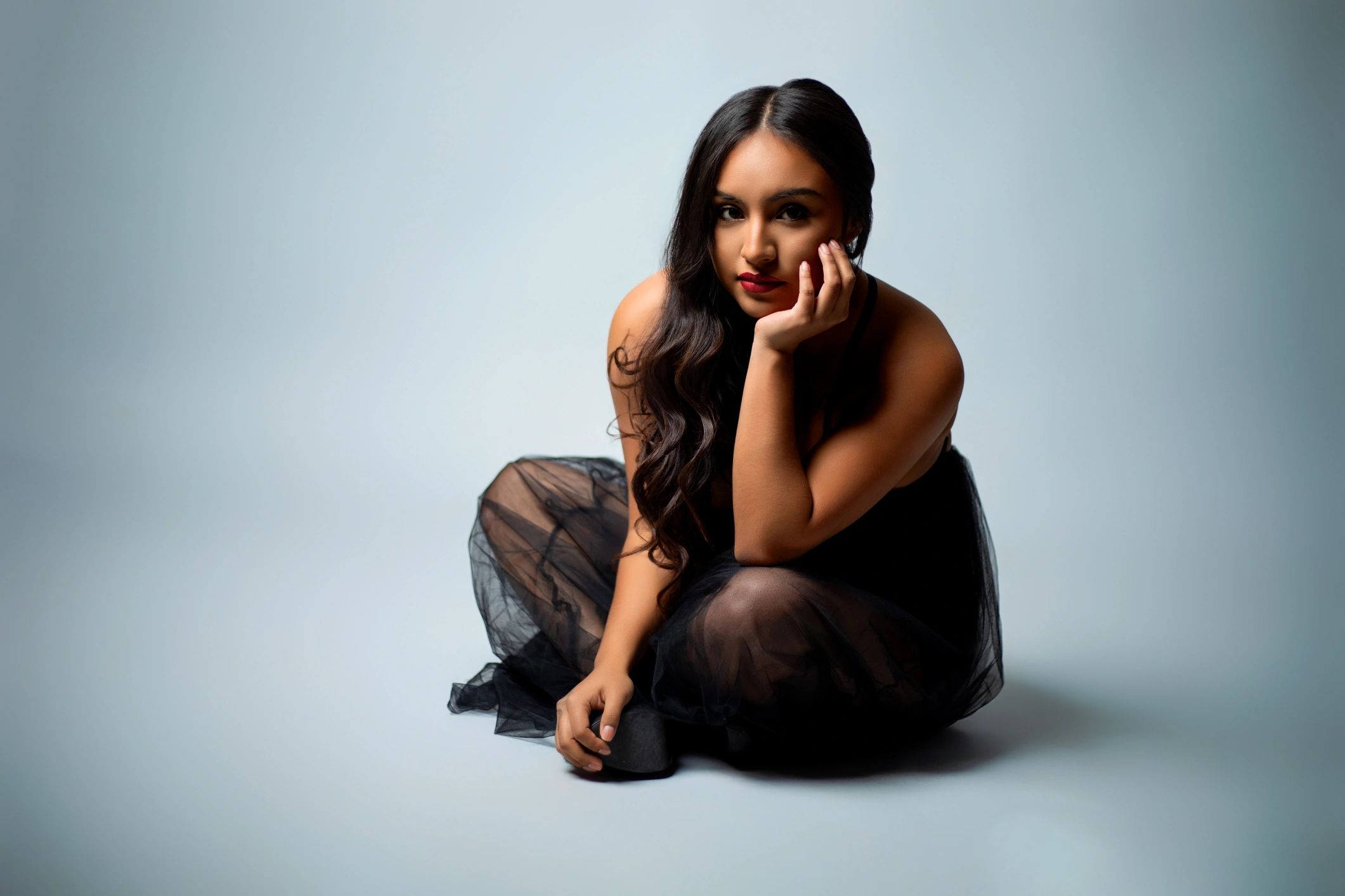 Cinematic portrait session in studio lighting